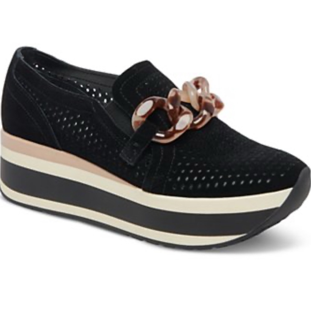DOLCE VITA Jhenee Black Nubuck Perforated Platform Sneakers